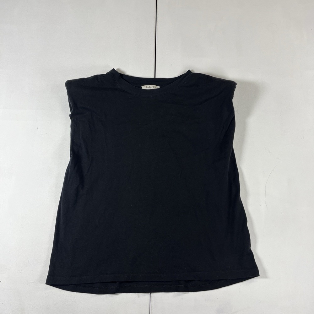 Babaton Aritzia Shoulder Pad Sleeveless T-Shirt Black Cotton Tank Top Womens S